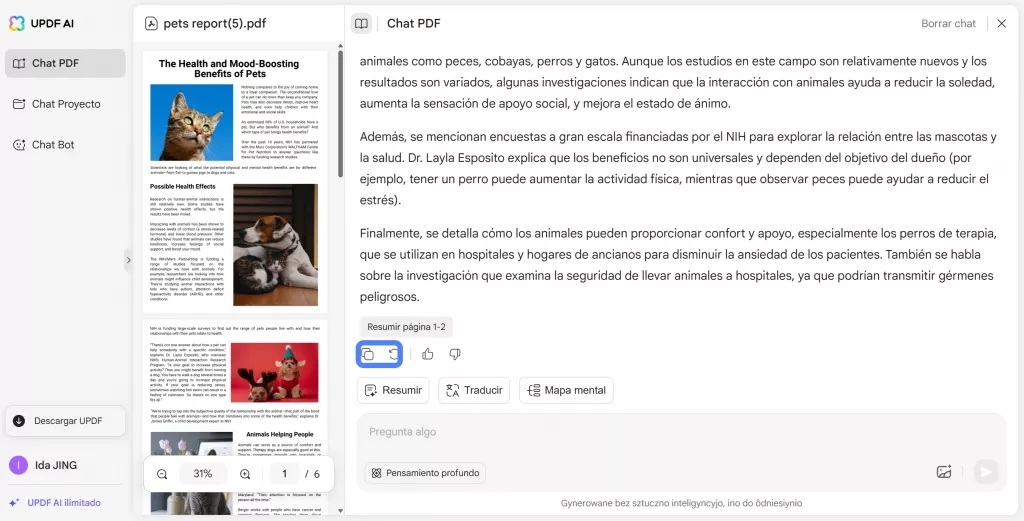 agregar indicación y copiar respuesta