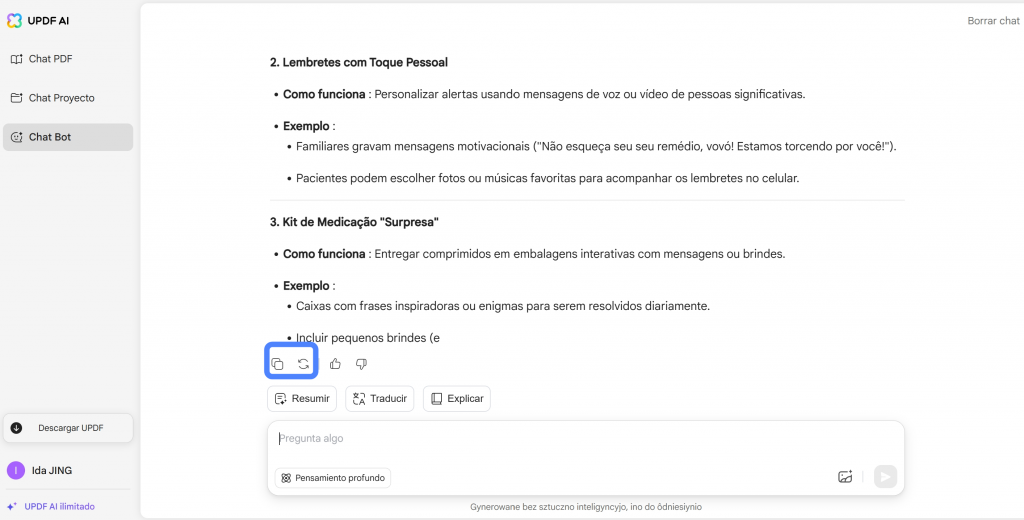 revisar la respuesta generada