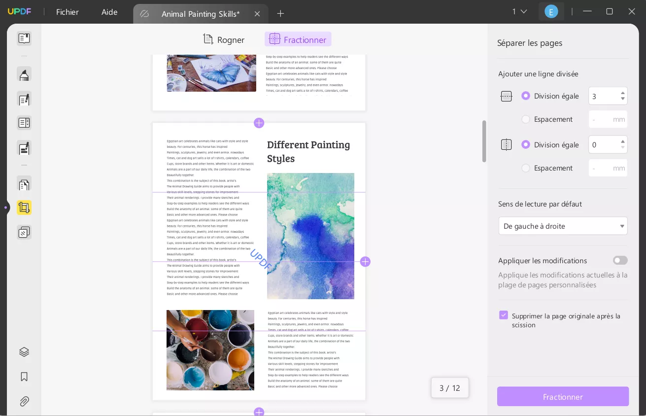 fractionner page pdf