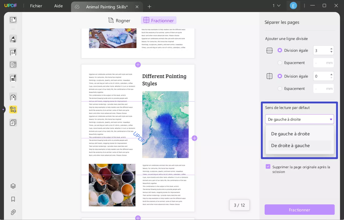 fractionner page pdf