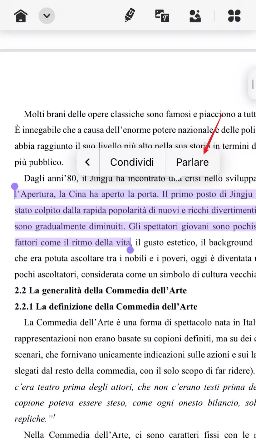 Leggere un PDF ad alta voce su iOS con UPDF