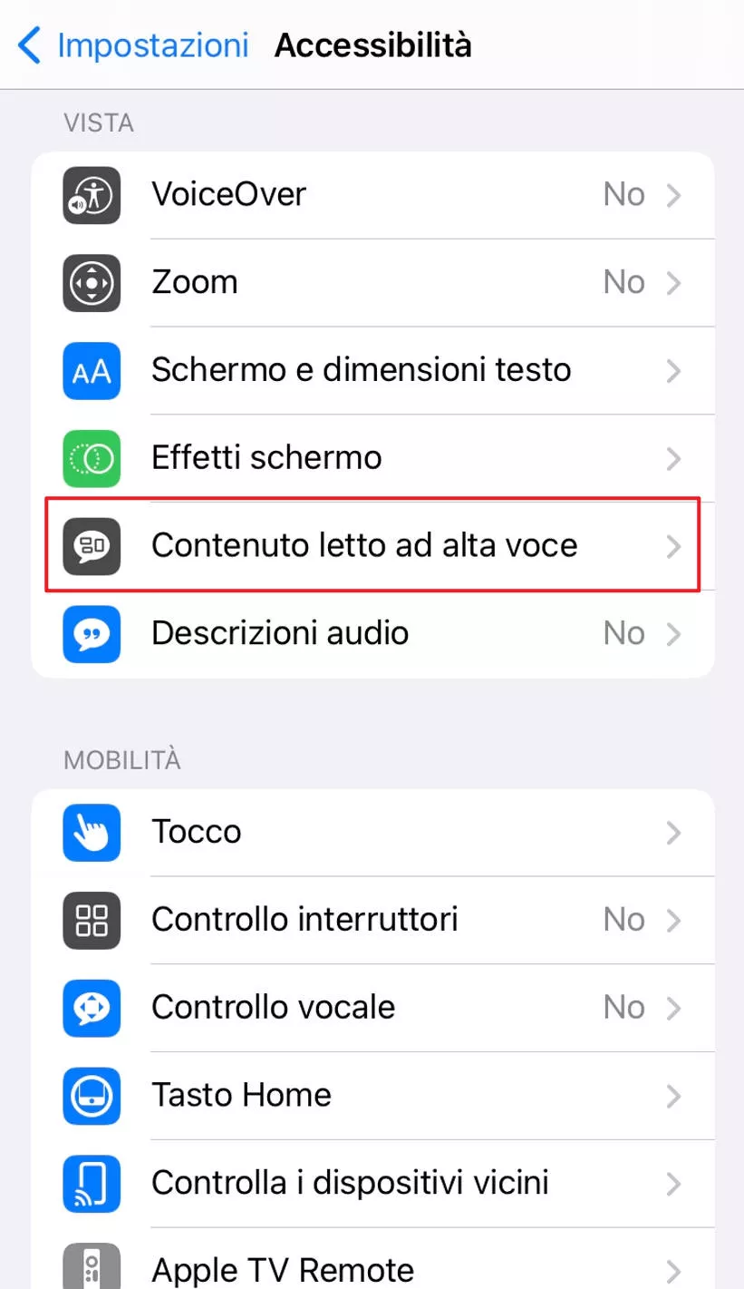 Leggere un PDF ad alta voce su iPhone