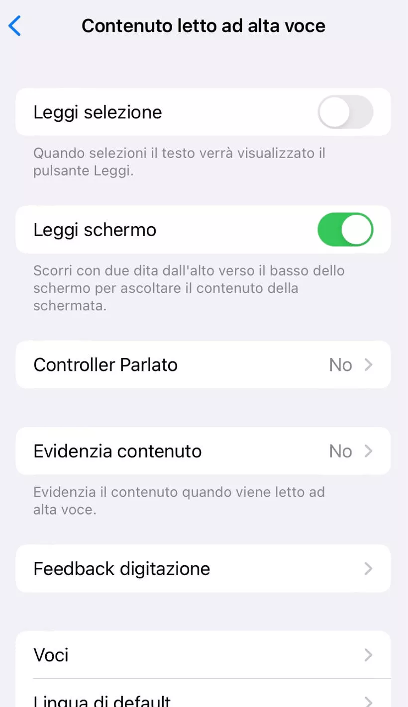 Leggere un PDF ad alta voce su iPhone