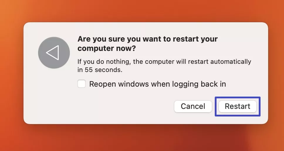 restart mac successfully