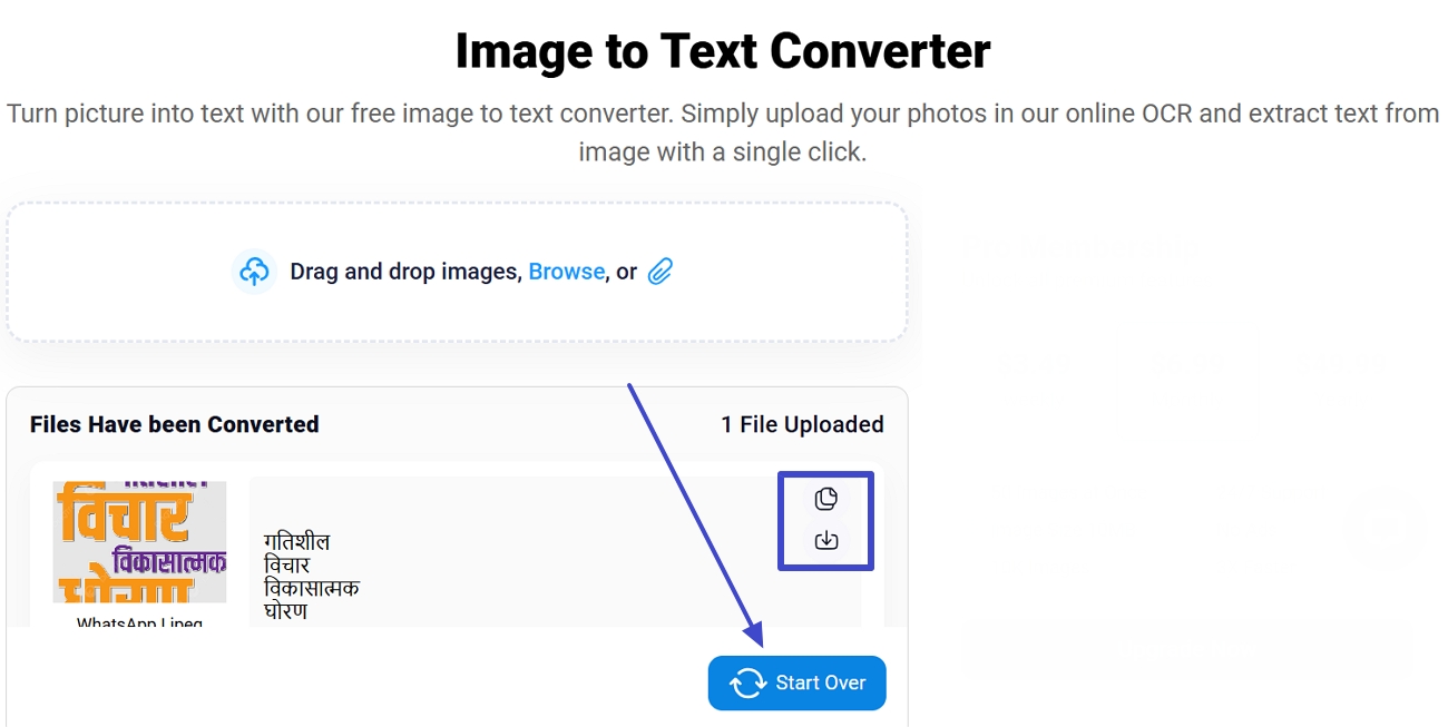 Marathi-Text aus dem Konverter extrahieren