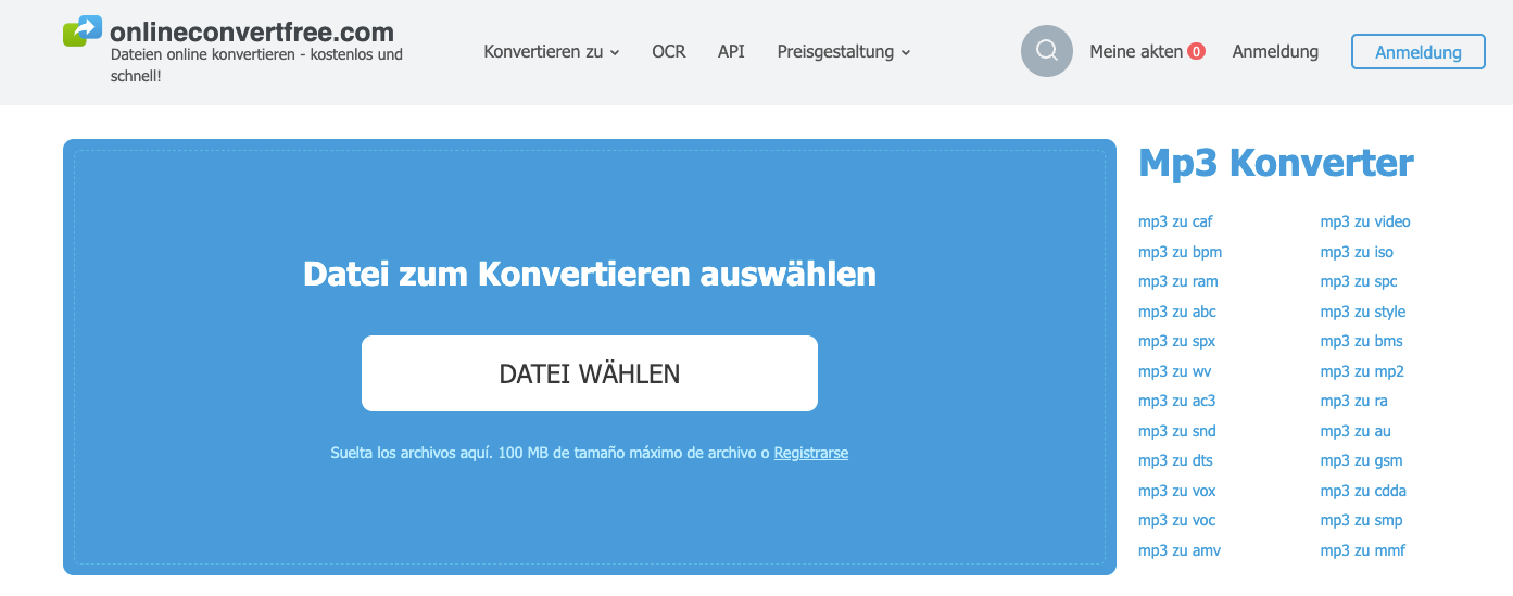 MP3 in PDF umwandeln mit onlineconvertfree
