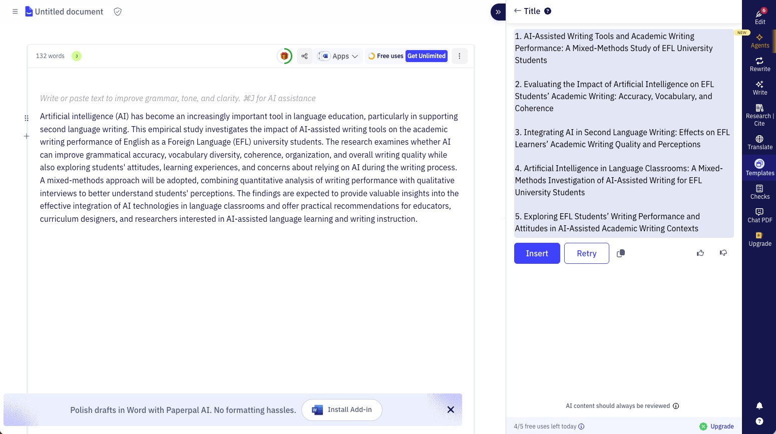 paperpal generated research title