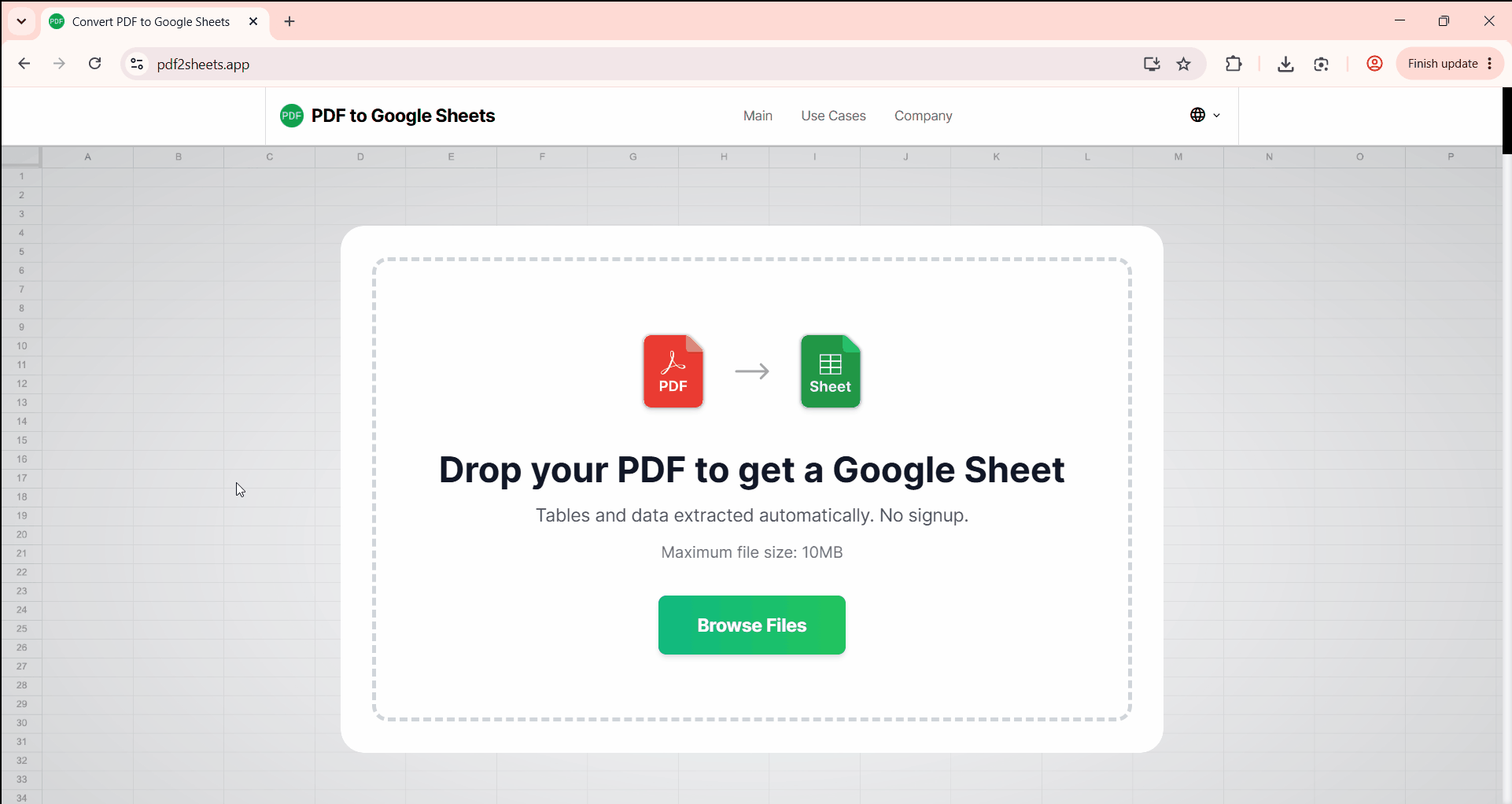 Convert via pdf2sheets.app
