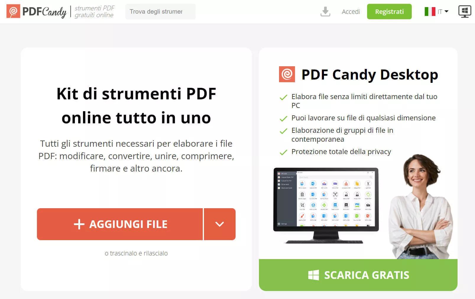 programmi per modificare testo in PDF: PDF Candy