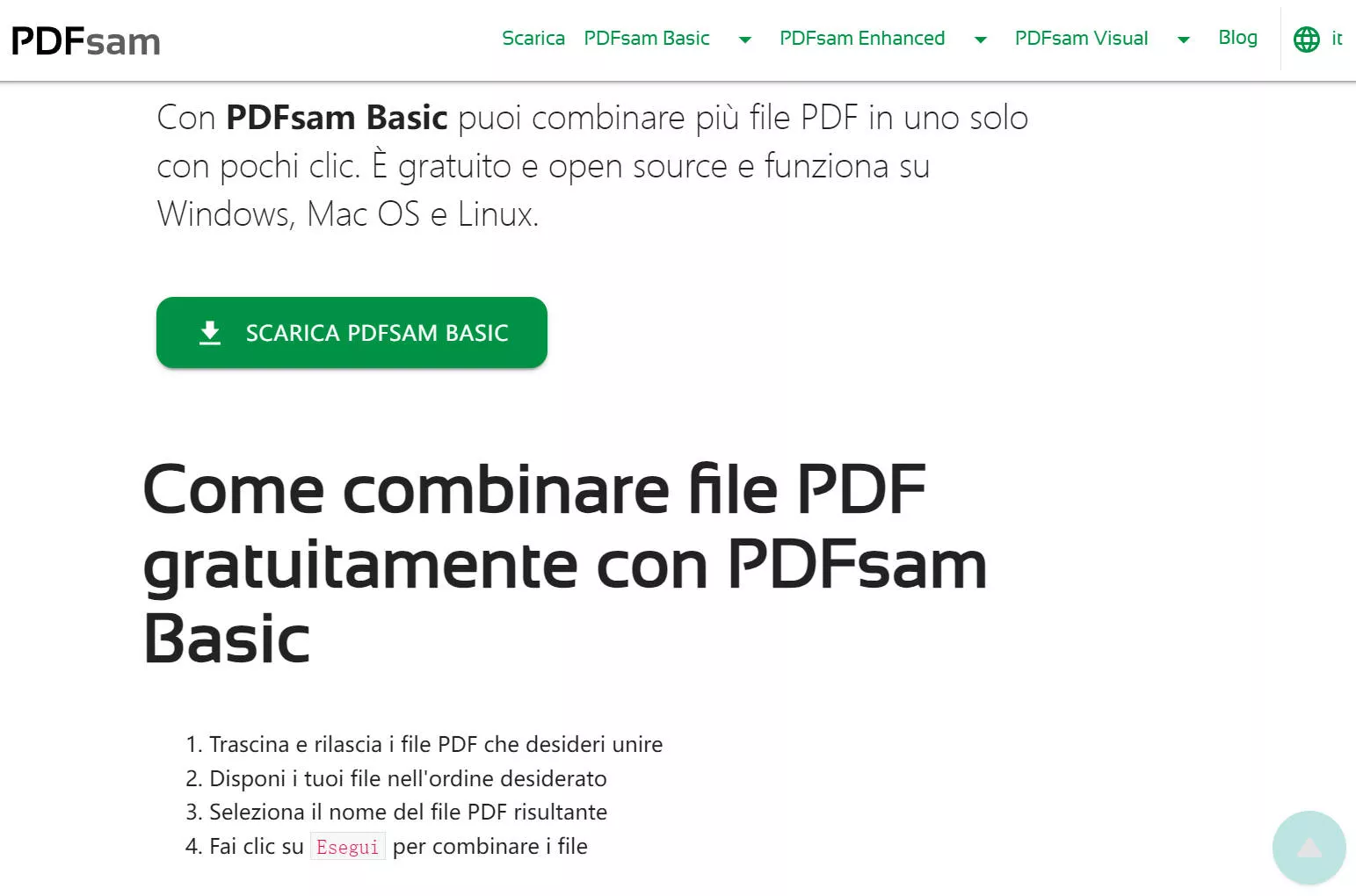 programma per unire PDF: PDFSam