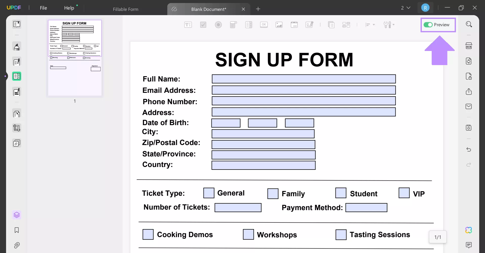 preview form updf windows