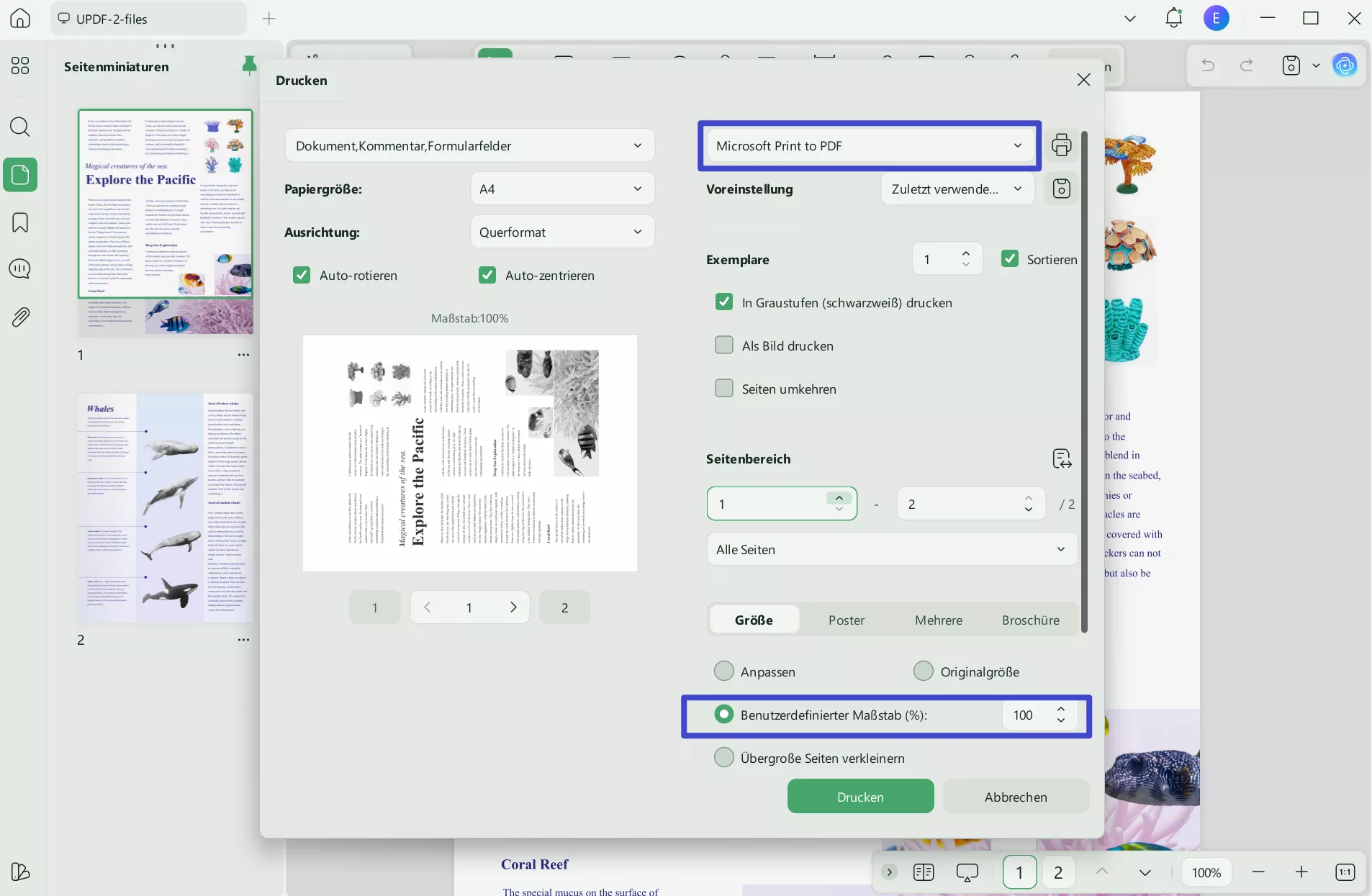 pdf drucken