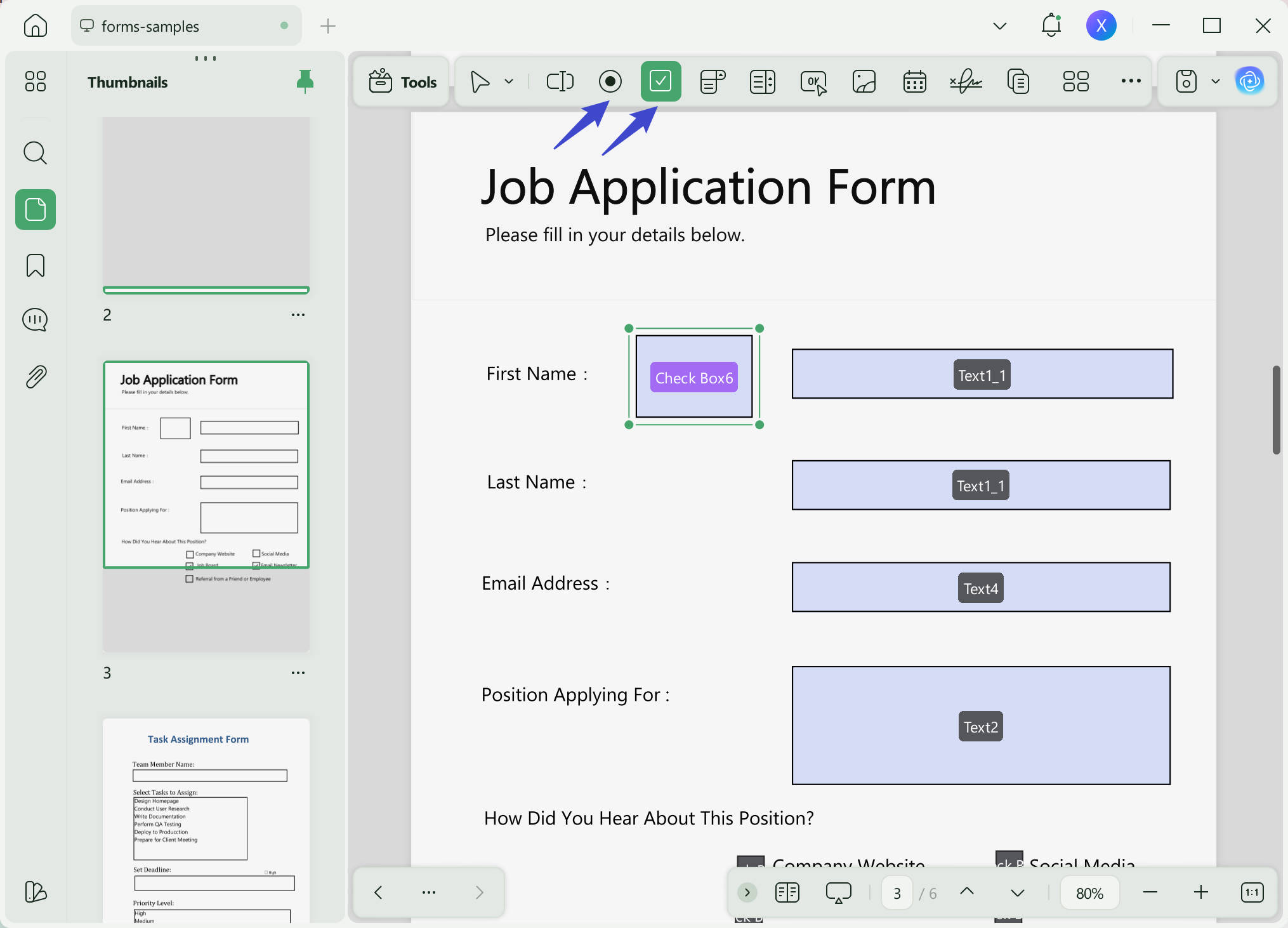 add check box and radio button to PDF with updf on mac