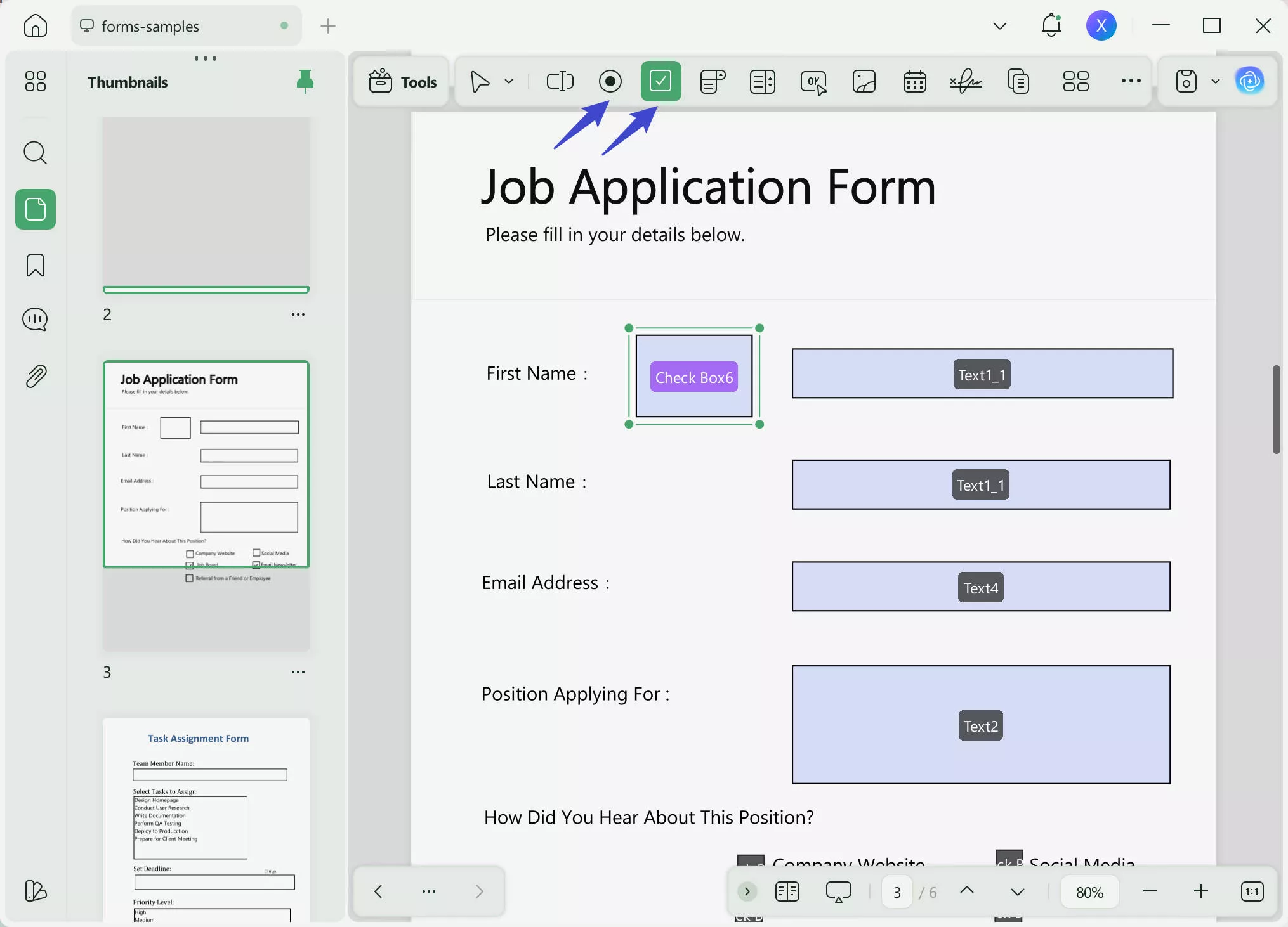 add check box and radio button to PDF with updf on mac