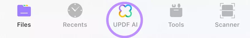 UPDF 홈 인터페이스에서 UPDF AI를 선택합니다.