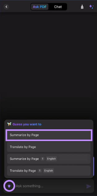 select summarize by page in updf for ios