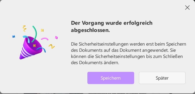 Sicherheitseinstellungen entfernen