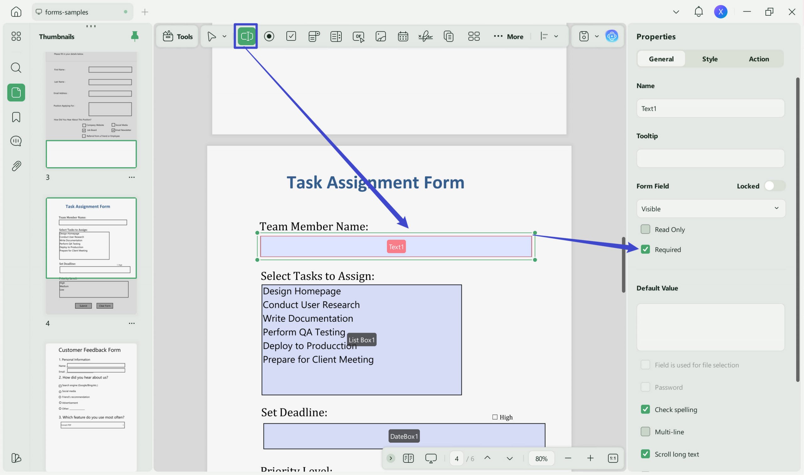 add text field and manage