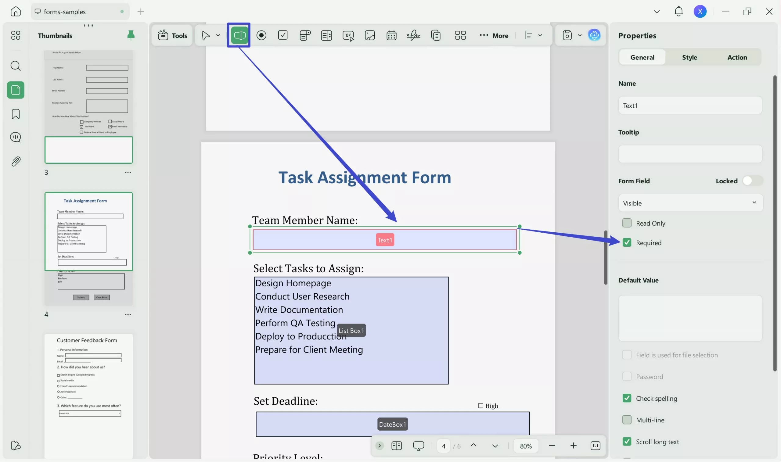 add text field and manage