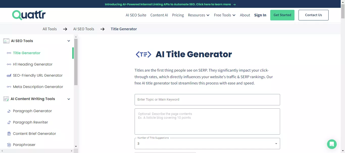 quattr ai research title generator.