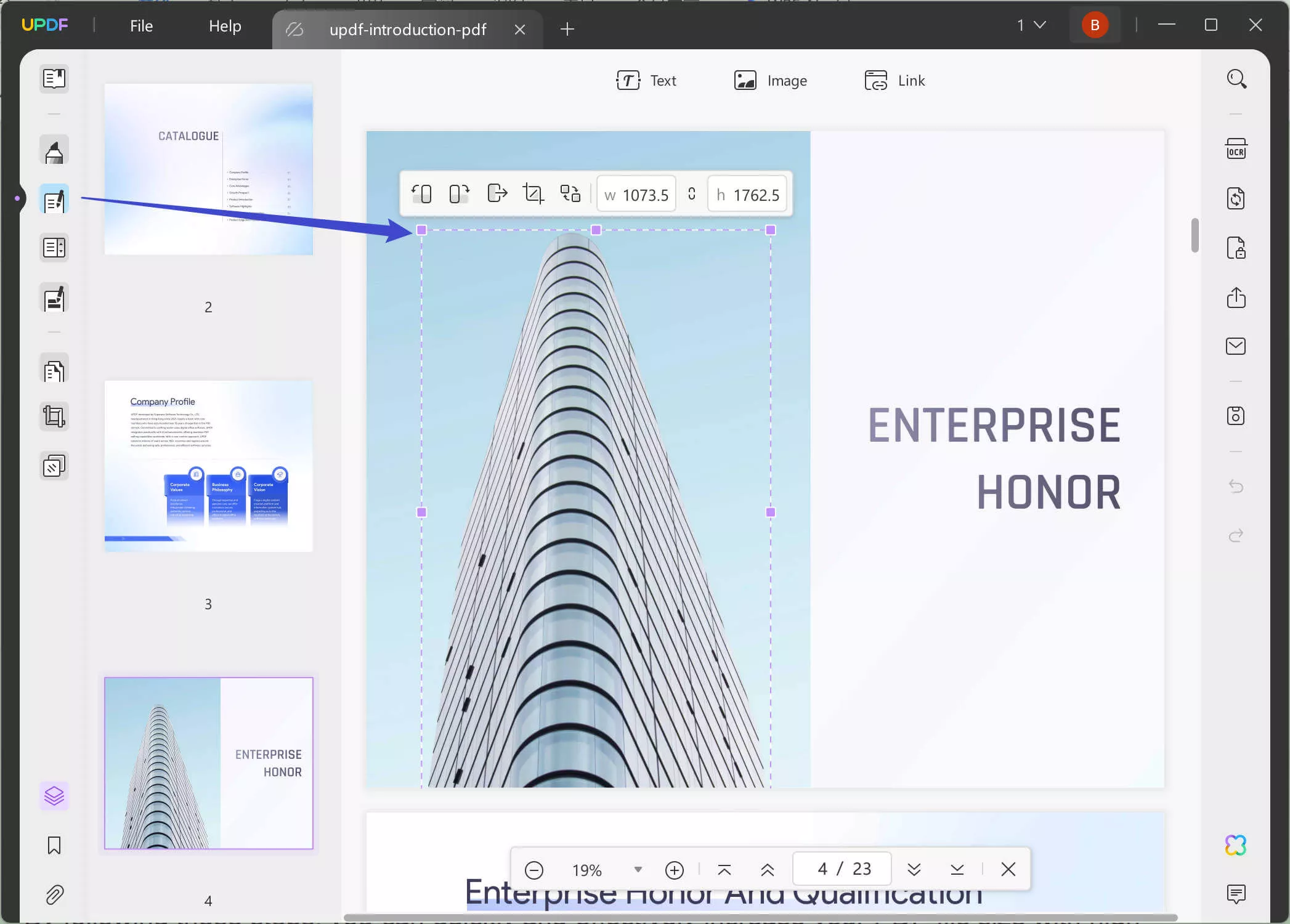 increase pdf size by enlarging images