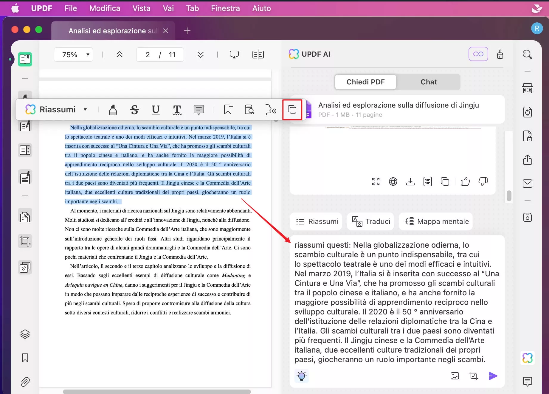 Riassumere PDF con UPDF AI su Mac