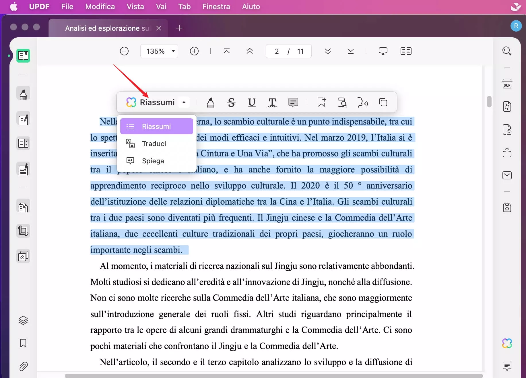 Riassumere PDF con UPDF AI su Mac