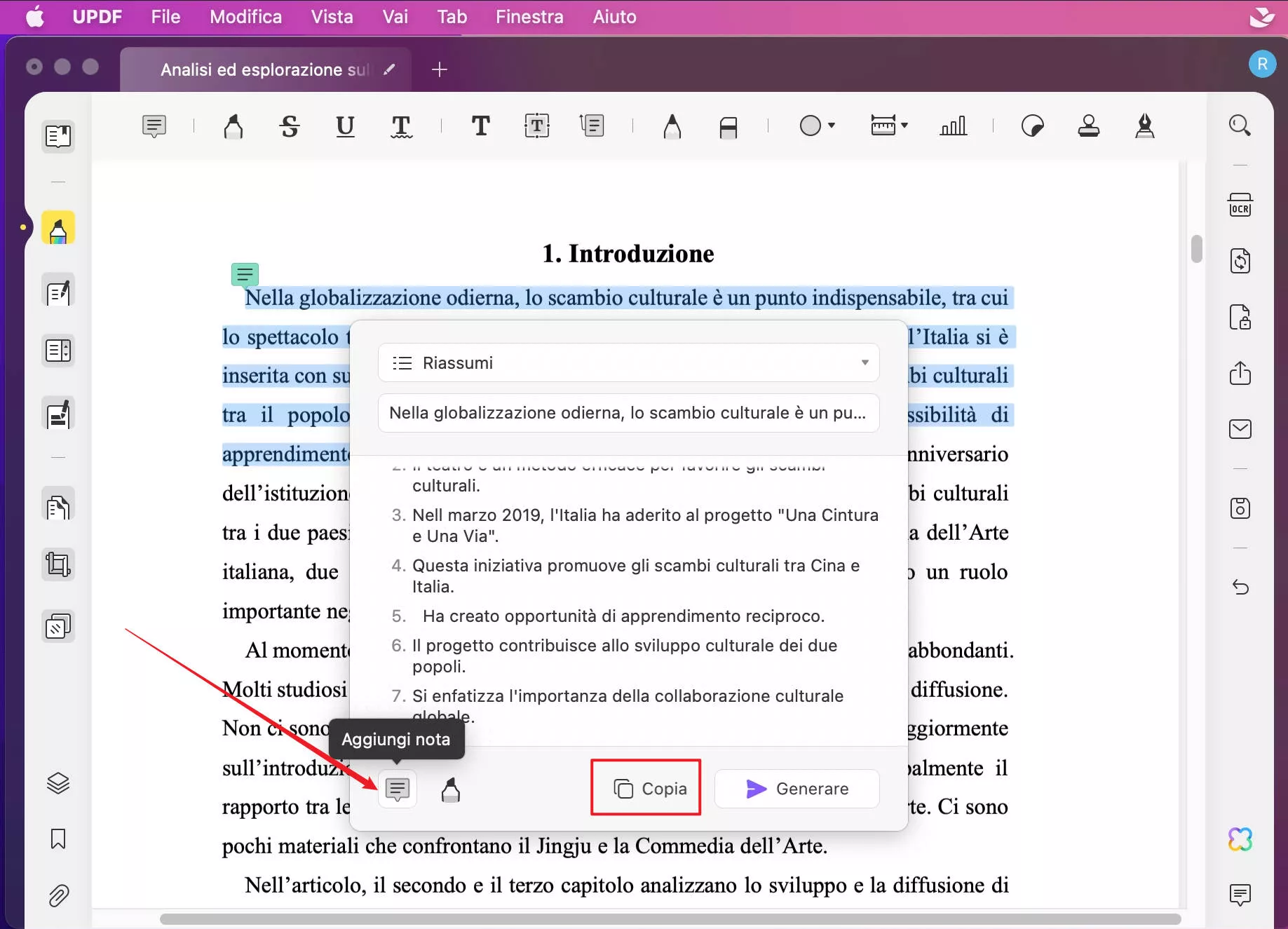 Riassumere PDF con UPDF AI su Mac