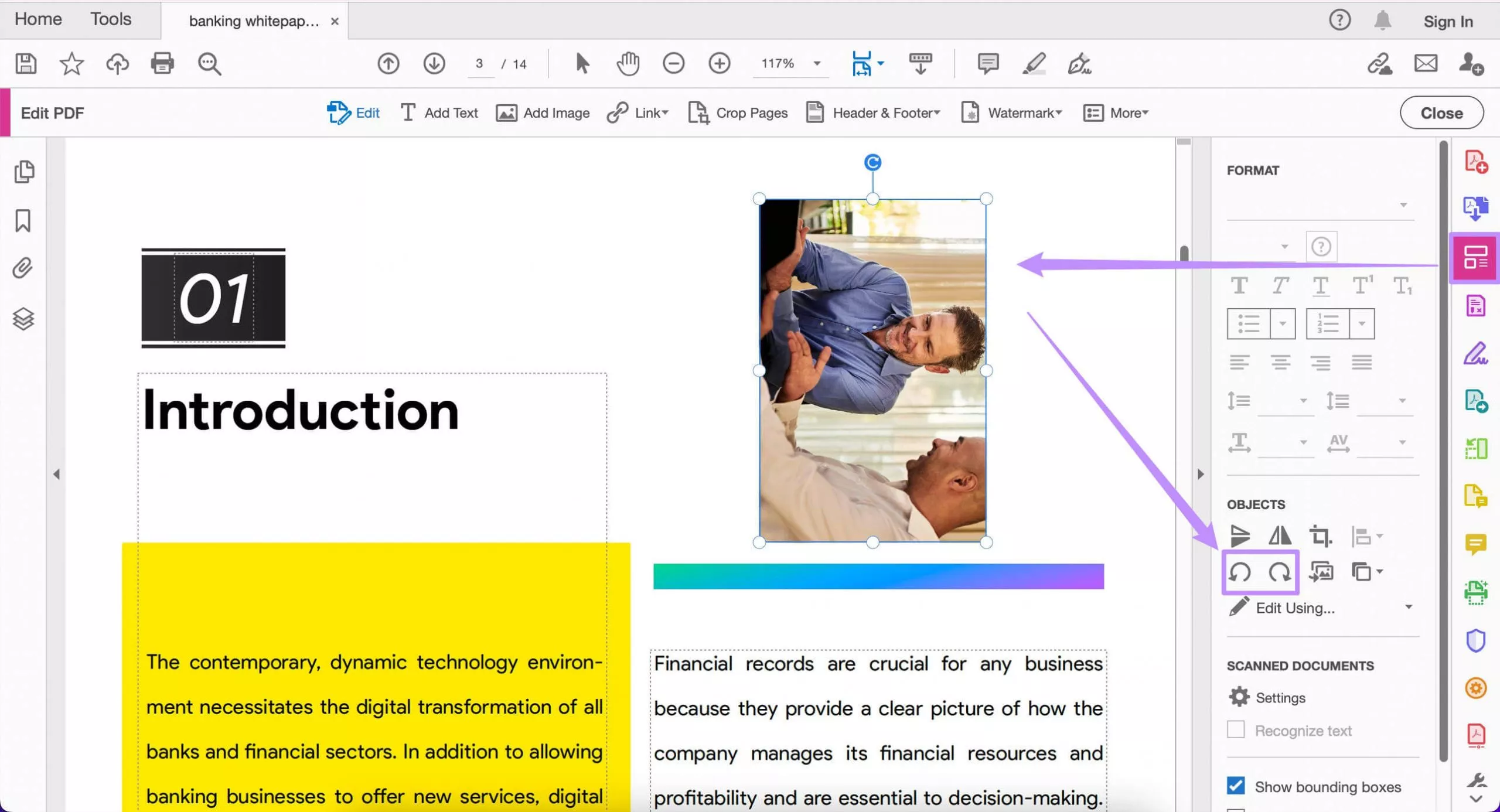 rotate the picture in pdf adobe acrobat