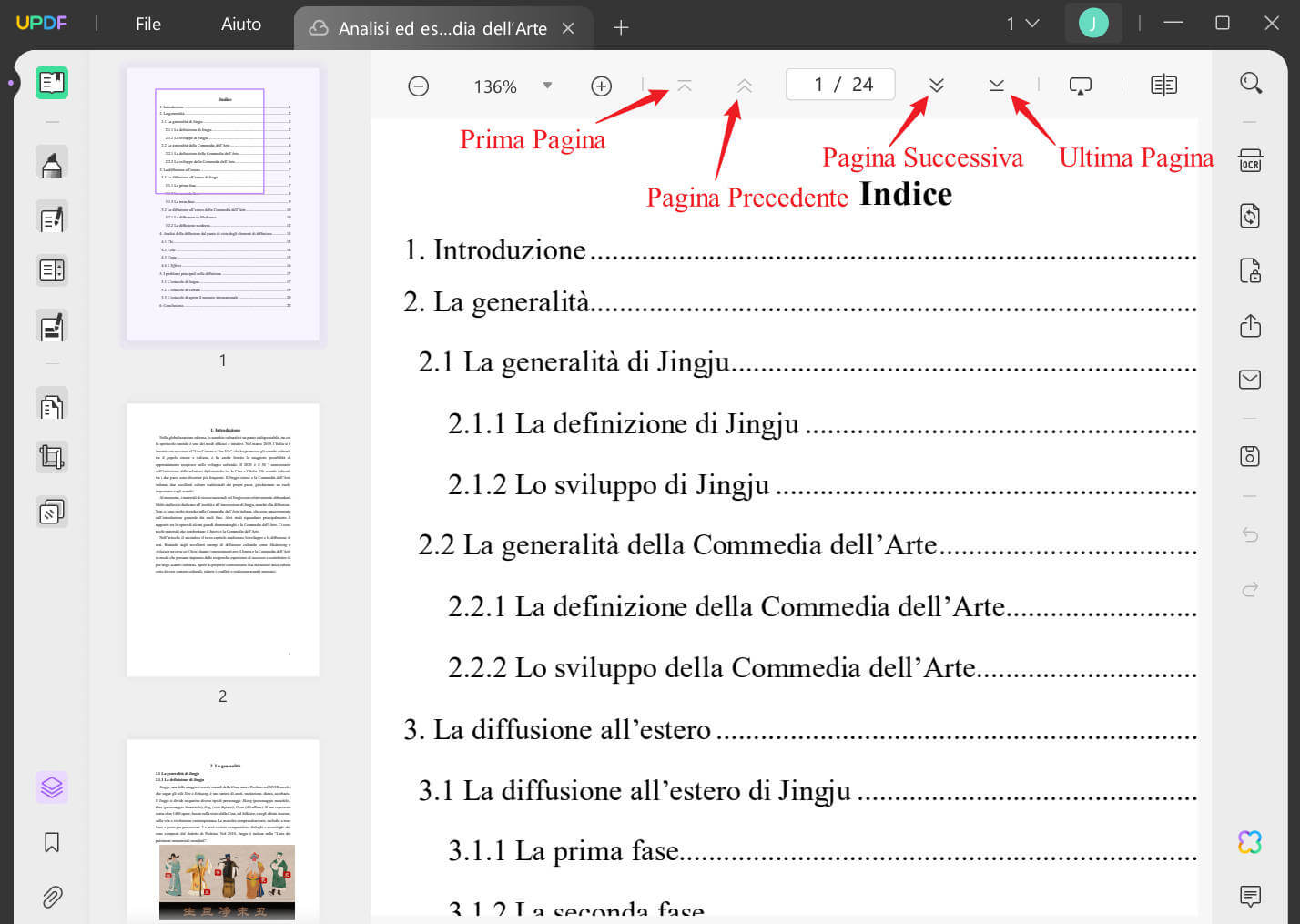 Saltare a una pagina specifica in PDF