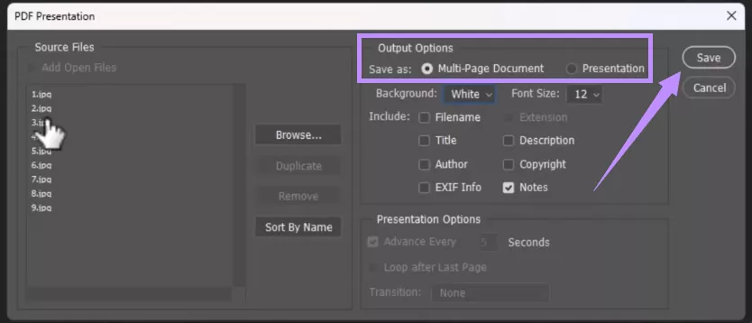 save pdf as multi-page document in photoshop