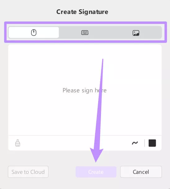 options to create signature in updf