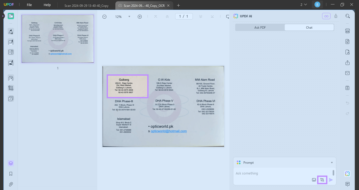 select the text to screenshot updf ai windows