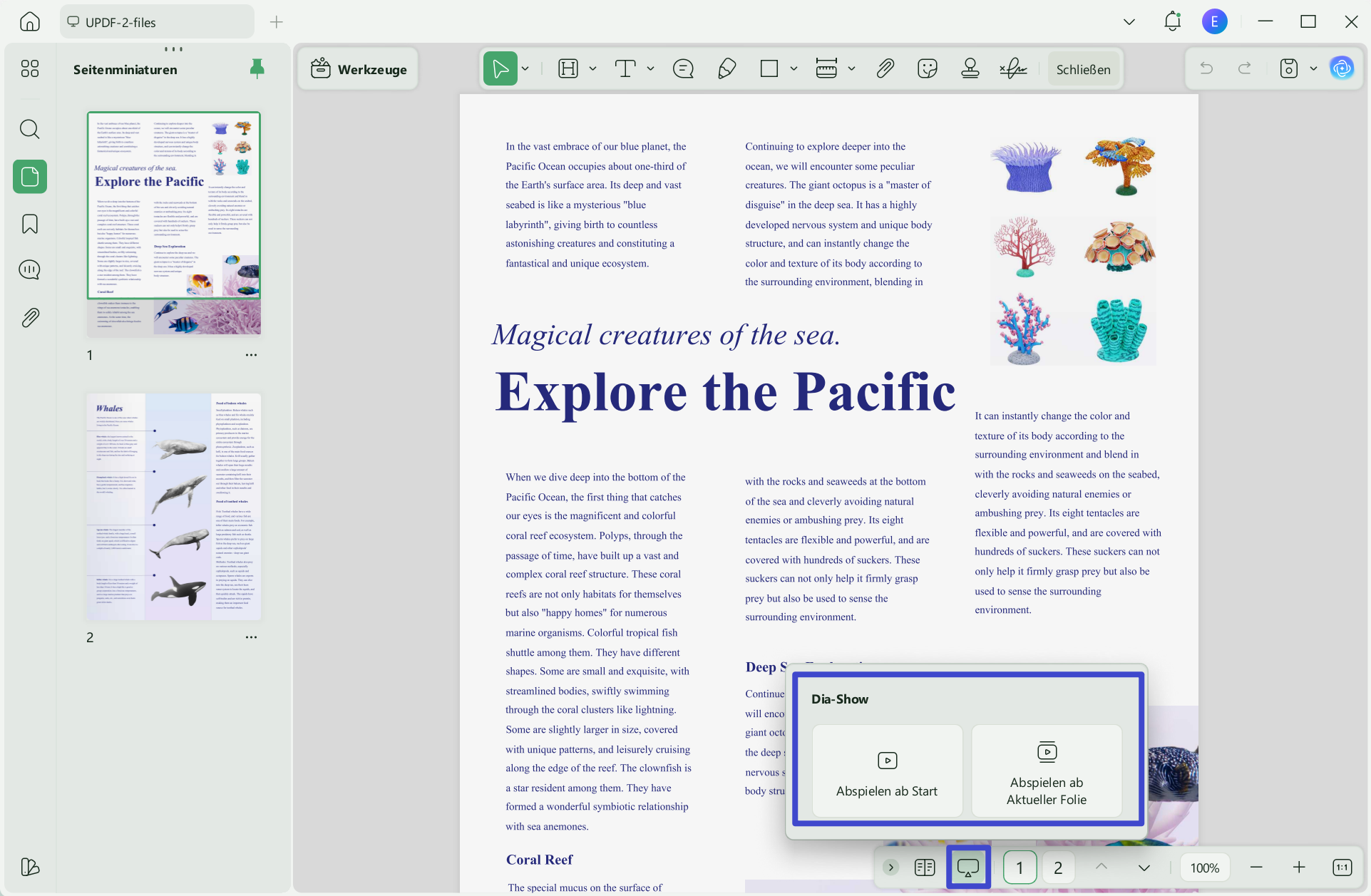 play pdf as a slideshow