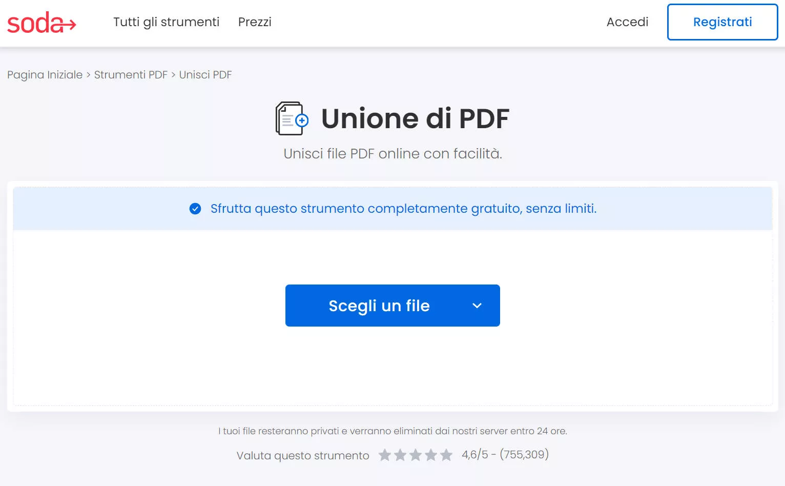 Soda PDF: programma per unire pdf