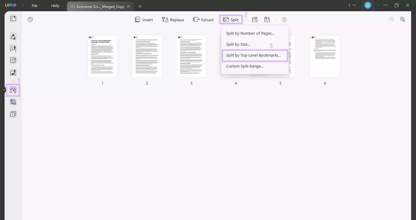 split the compressed pdf into separate pdfs updf windows