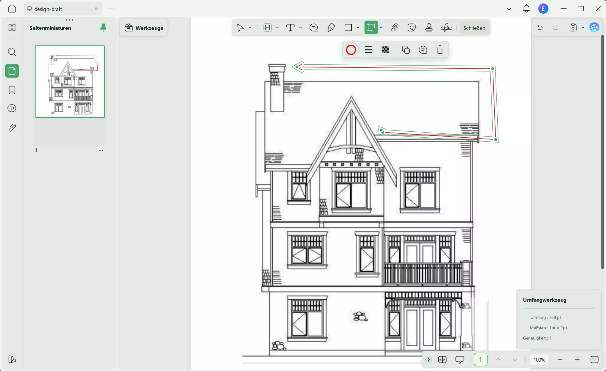 Adobe Acrobat Messwerkzeug UPDF Umfang messen