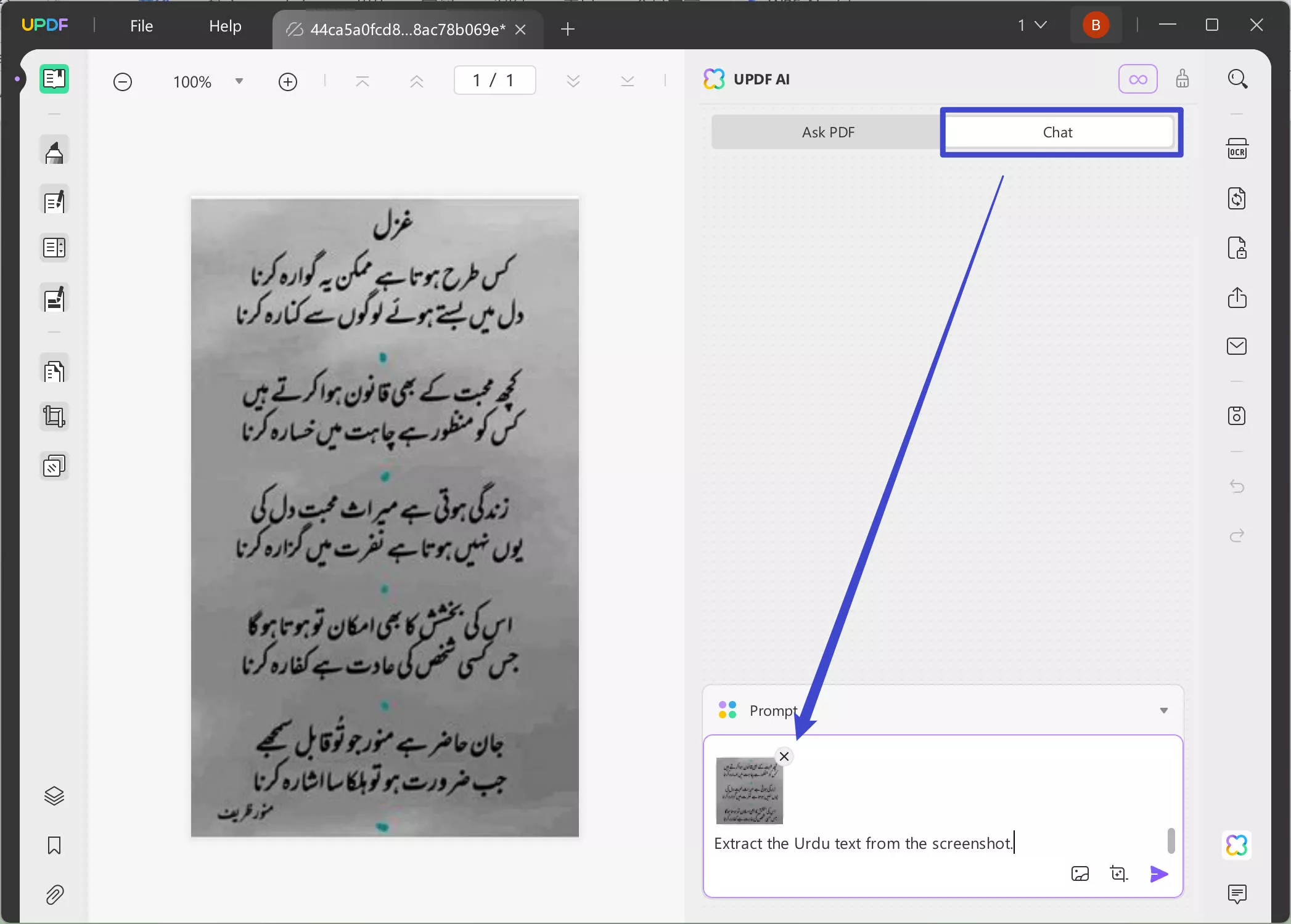 provide prompt for urdu OCR