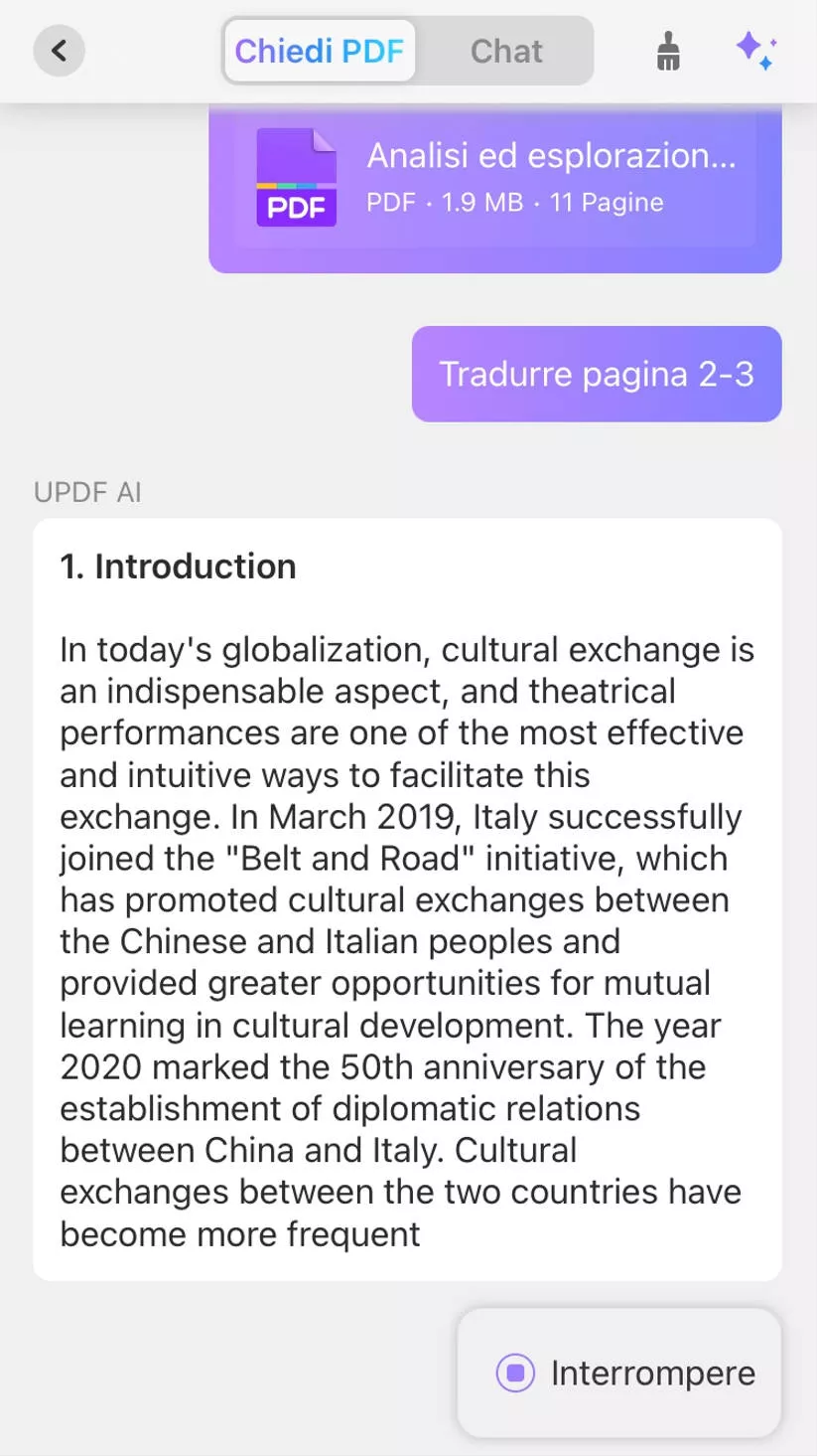 Traduci PDF su mobile per pagine