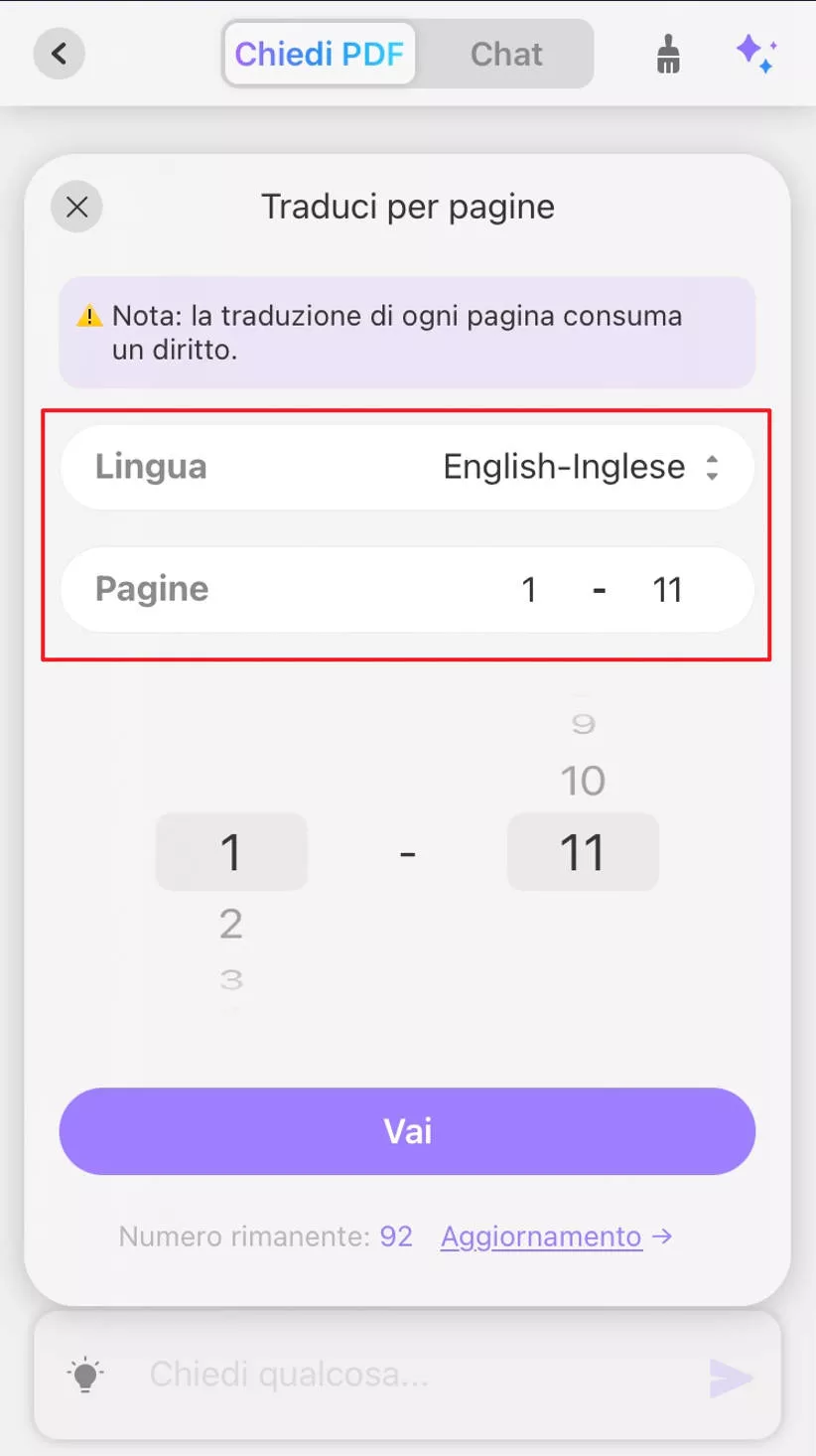 Traduci PDF su mobile per pagine