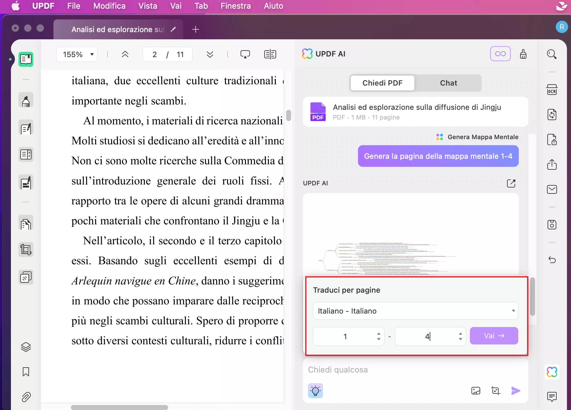 Tradurre PDF con UPDF AI su Mac