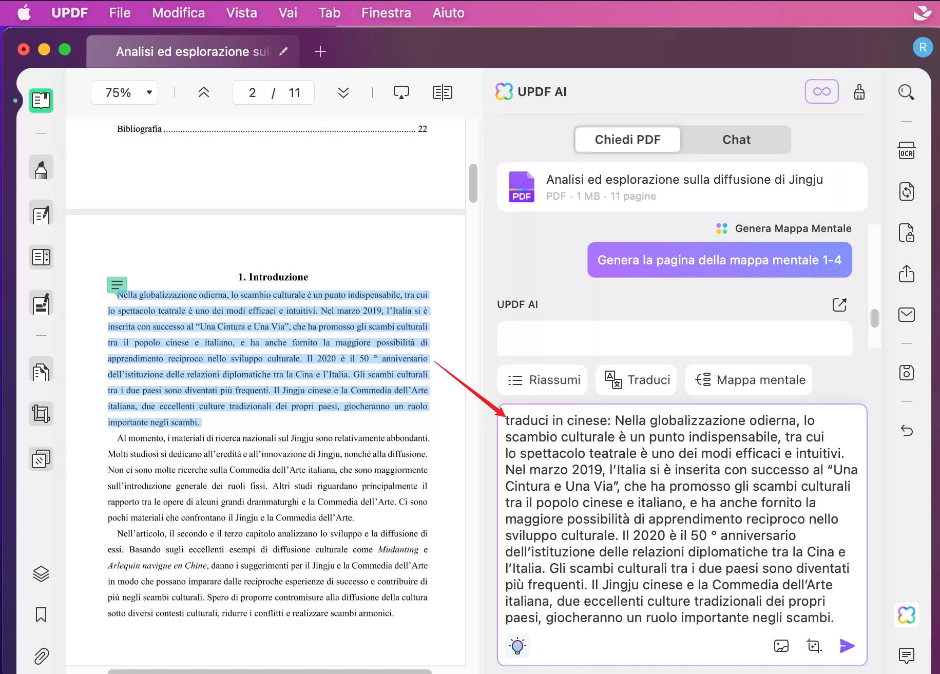 Tradurre PDF con UPDF AI su Mac