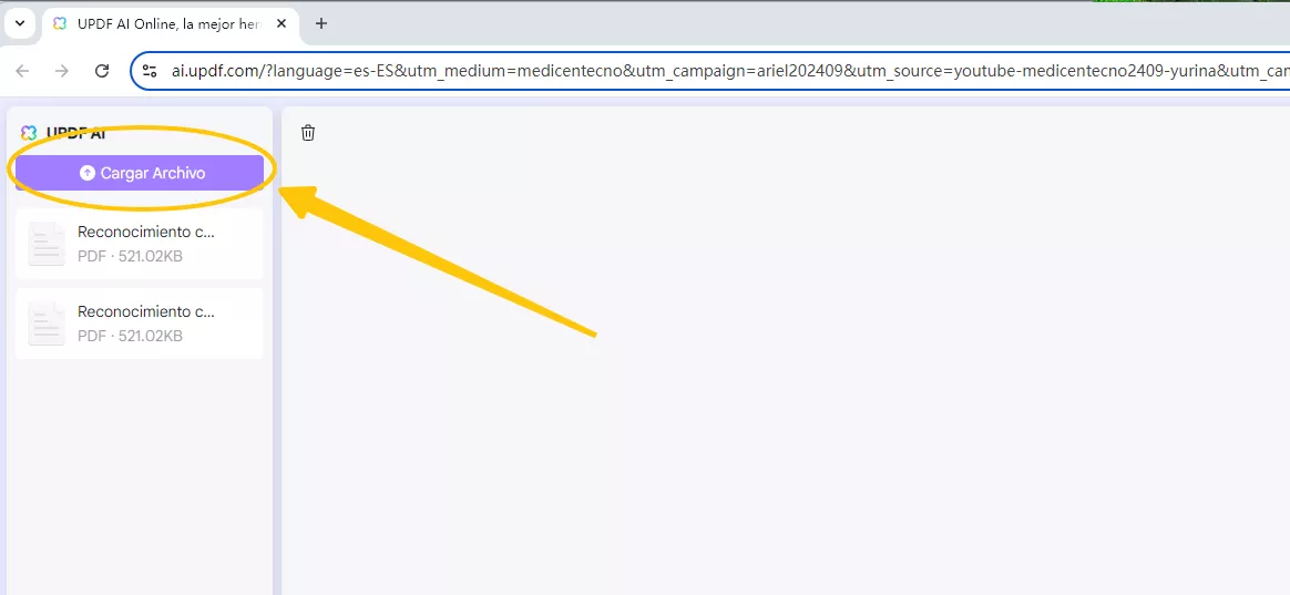 updf ai online cargar archivo