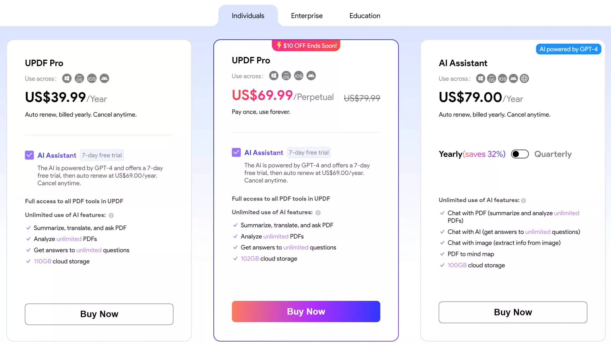 UPDF Price page