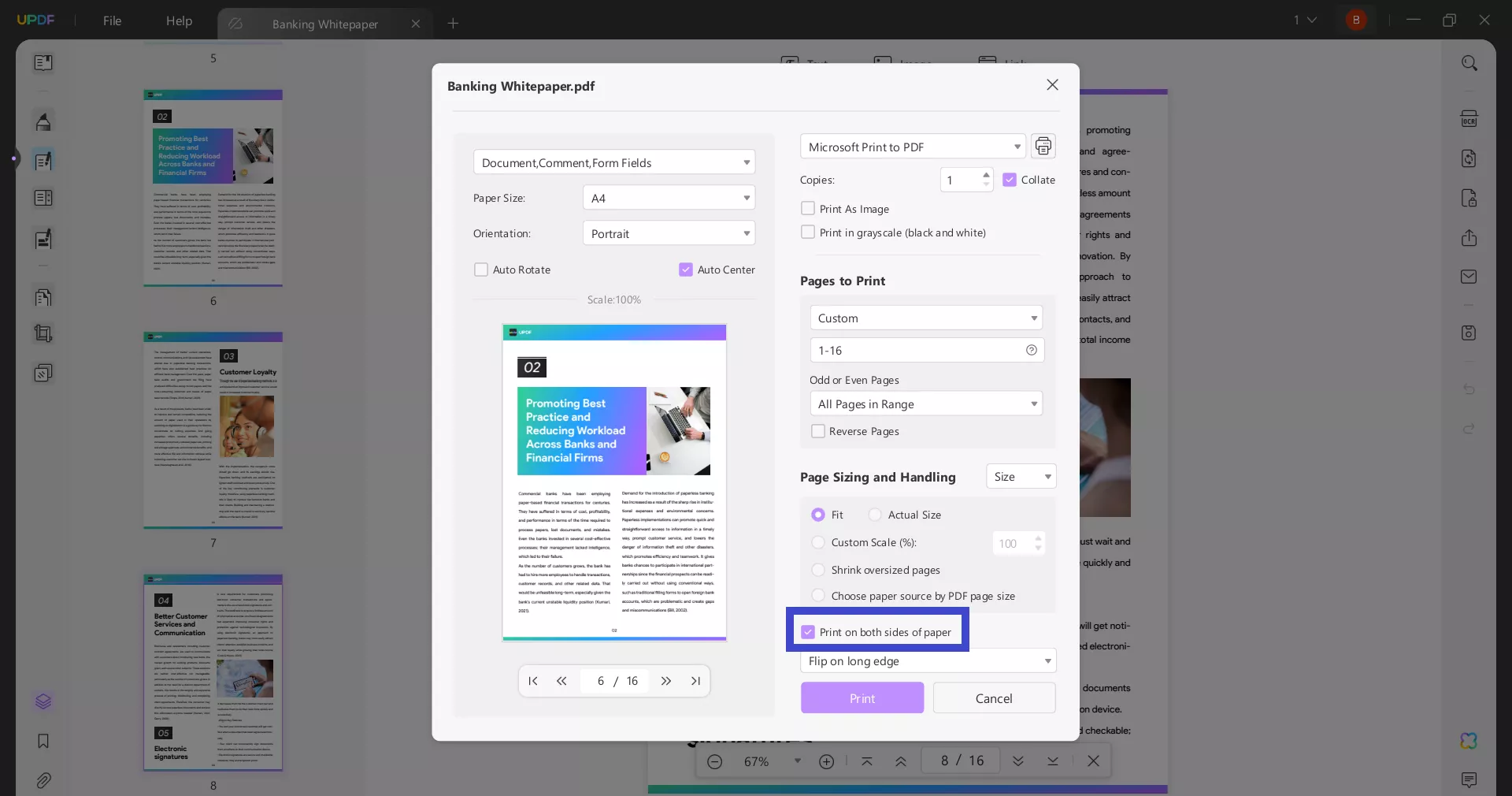 print two PDF pages on both sides