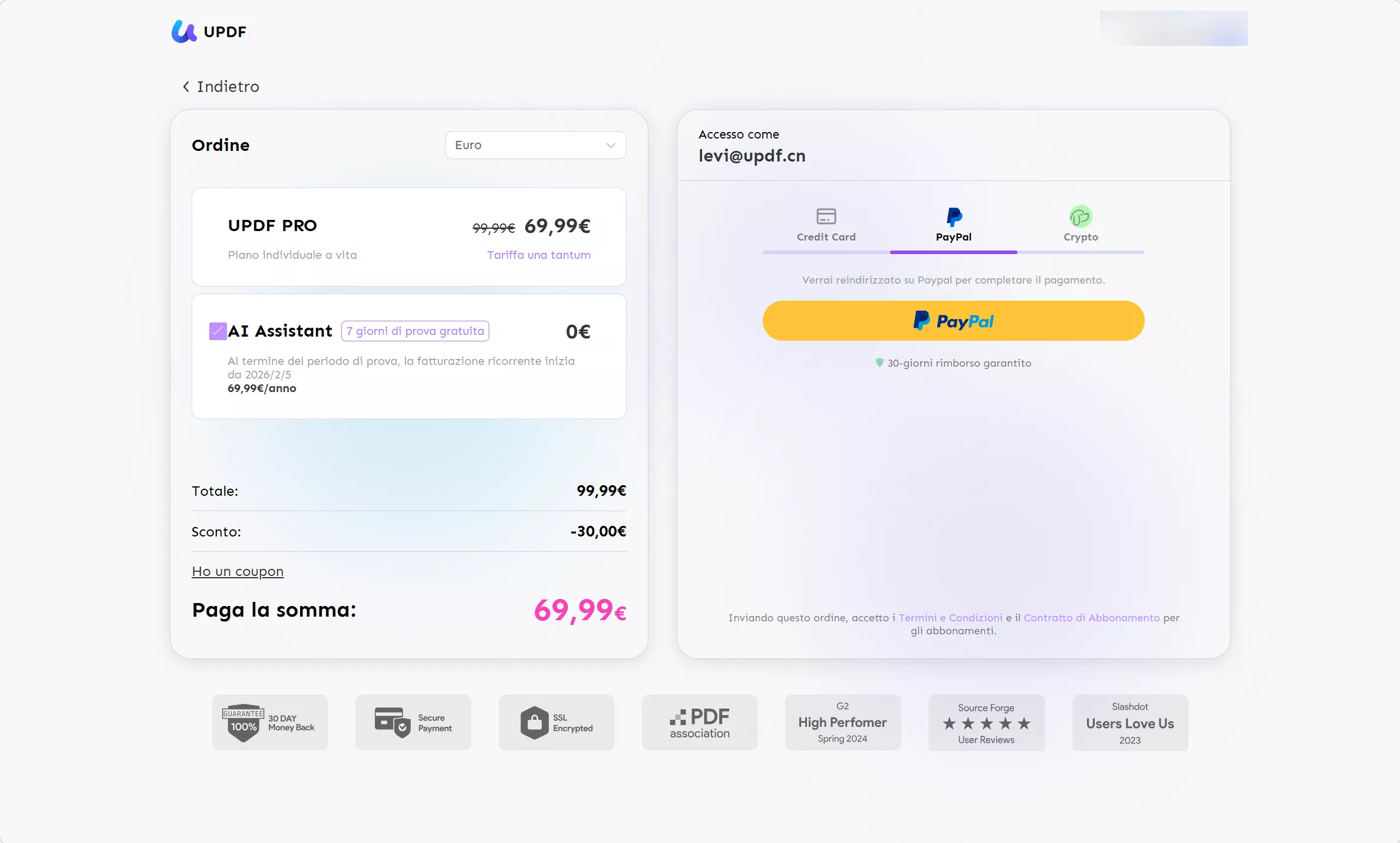 use coupon code in the UPDF price page