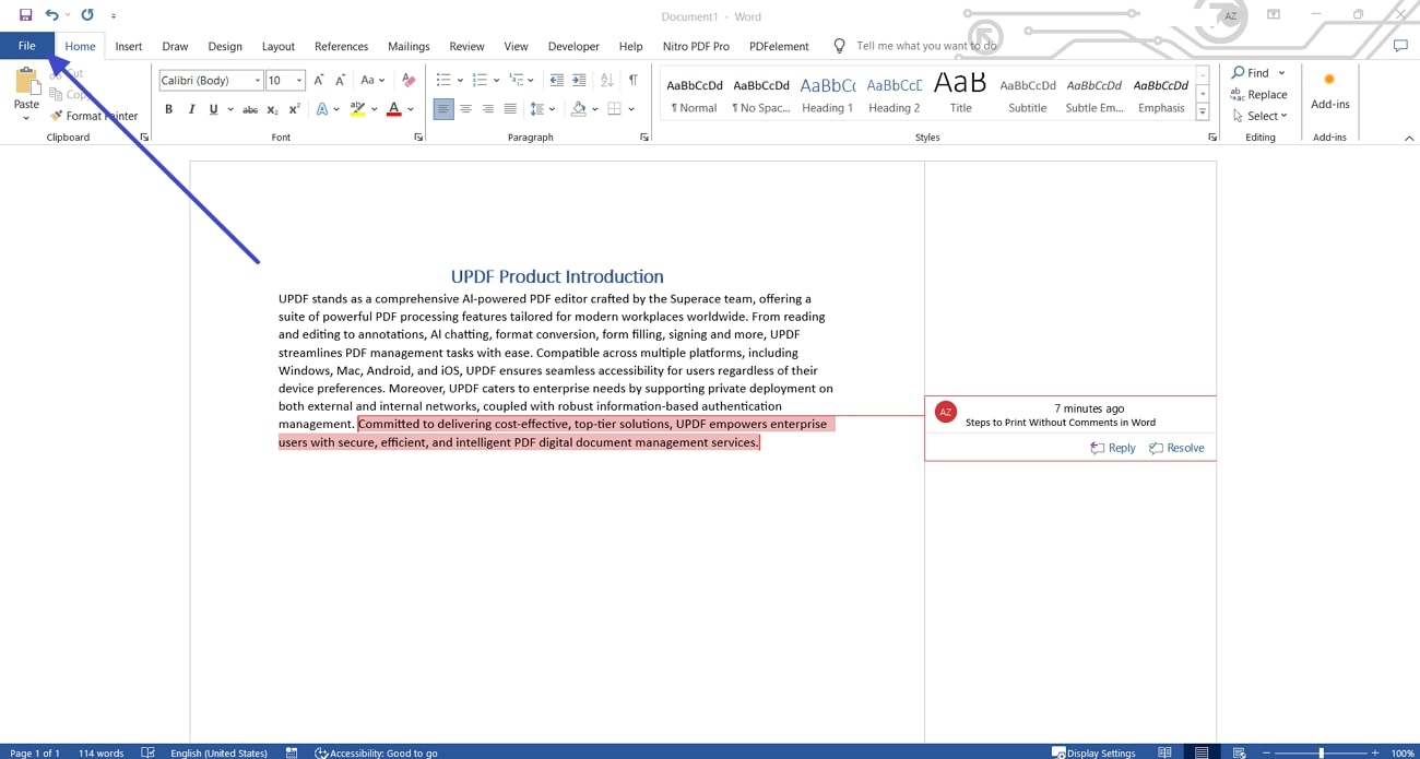 Word print without comments for presentations updf