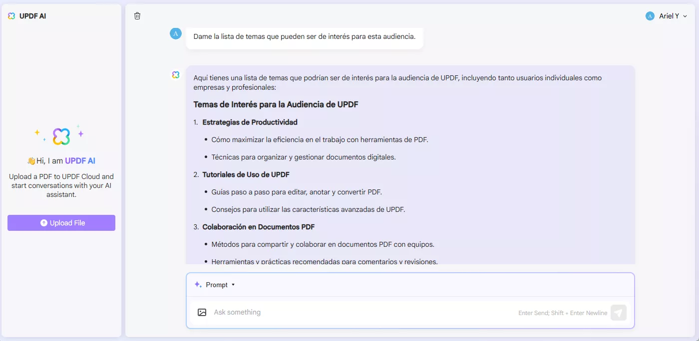 Dame la lista de temas que pueden ser de interés para esta audiencia.