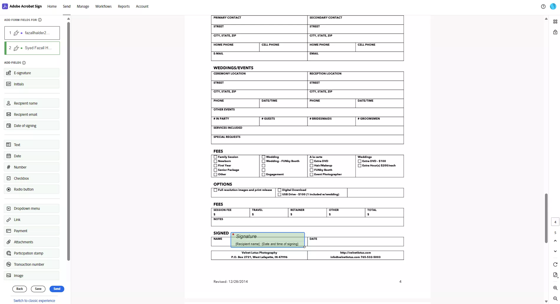 adobe acrobat sign customize signature fields