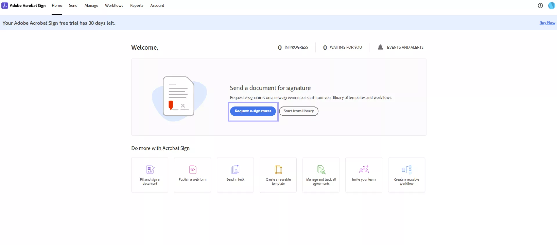 Adobe Acrobat Sign home page